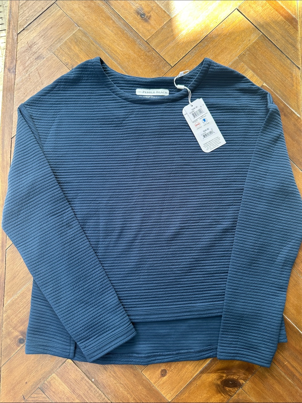 Pebble Beach Navy Ribbed Performance Top